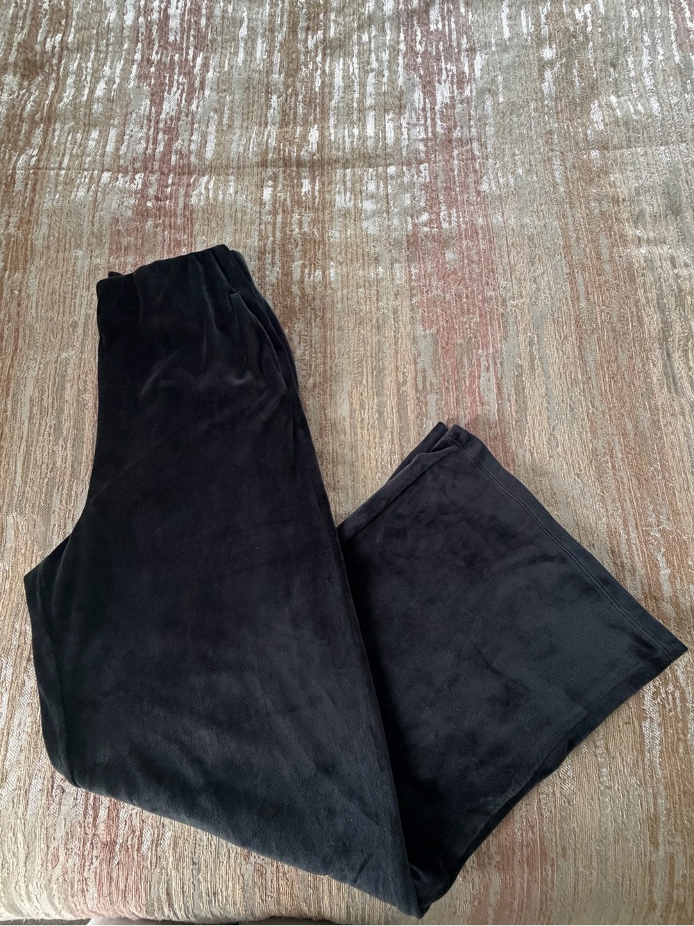 Double Zero Black Velour Wide Leg Ankle Pants, Size Small